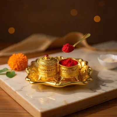 Kumkum plate for pooja | Pooja Plate with Kumkum Box